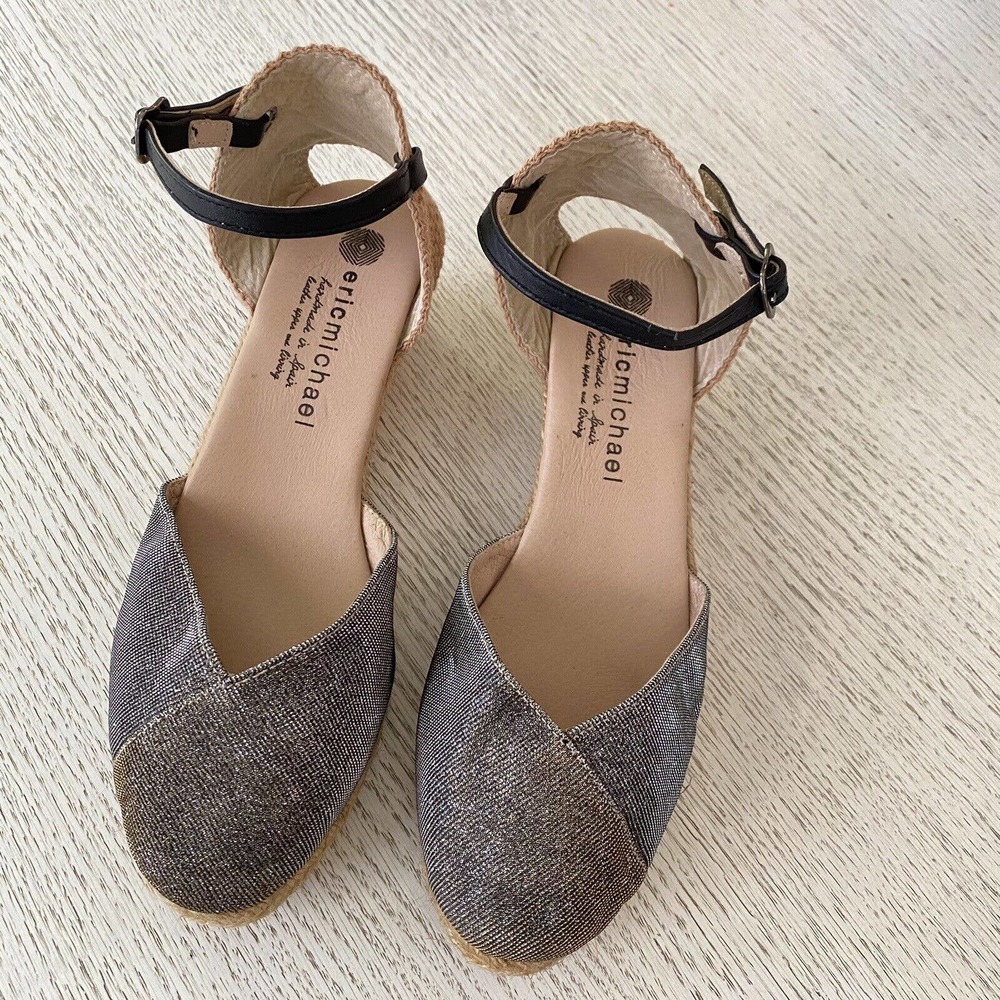 ERIC MICHAEL "Copa" Espadrilles Bronze Metal Glittery SZ 40 / US 9 NWOB